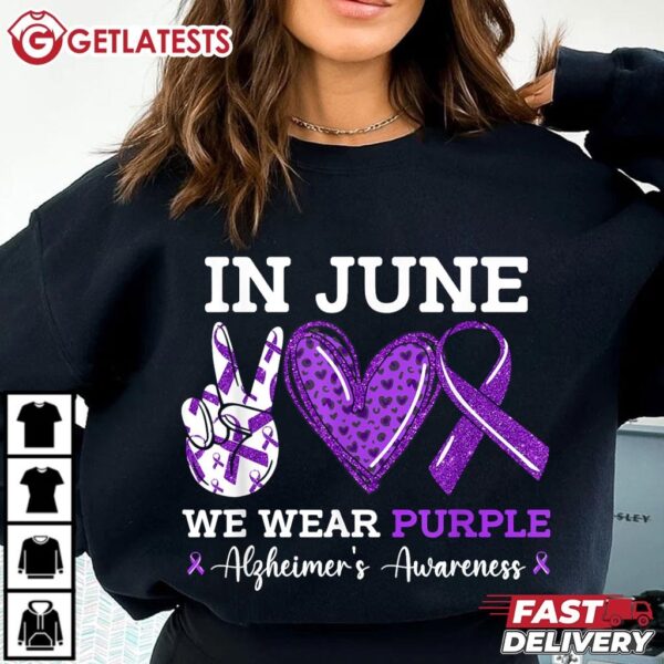 In June We Wear Purple Alzheimer's Awareness Purple Ribbon T Shirt (1)