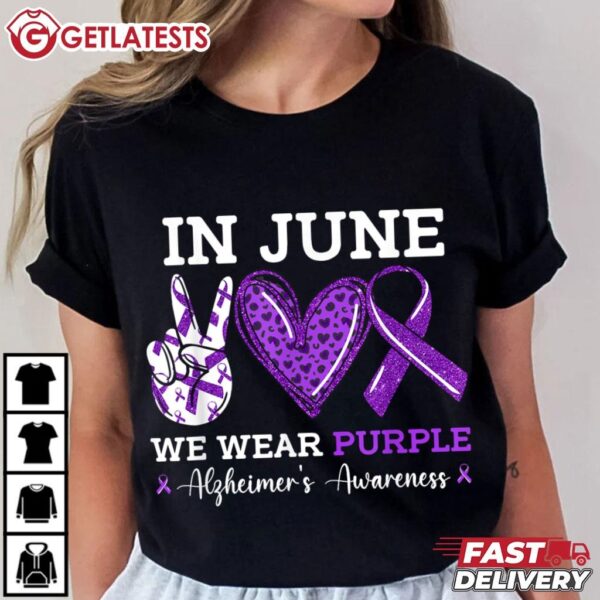 In June We Wear Purple Alzheimer's Awareness Purple Ribbon T Shirt (2)