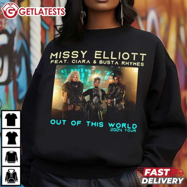 Missy Elliott Feat Ciara & Busta Out of this World 2024 Tour T Shirt (4)