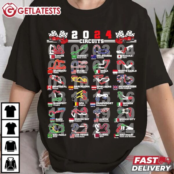 2024 Open Wheel Formula Racing World Circuits Race Tracks T Shirt (2)