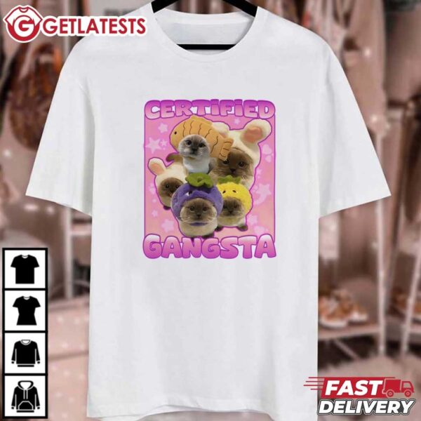 Certified Gangsta Funny Cat Meme T Shirt (1)