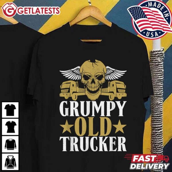 Truck Driver Grumpy Old Skull Trucker T Shirt (1)