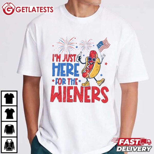 Just Here For The Wieners 4th of July Funny T Shirt (3)