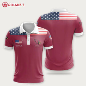 Arizona Cardinals USA Flag Custom Name Polo Shirt