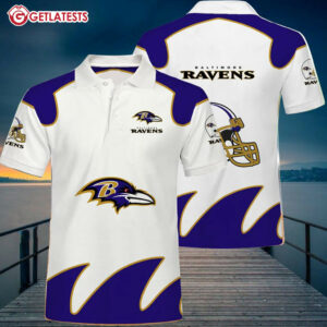 Baltimore Ravens White And Blue Color Polo Shirt