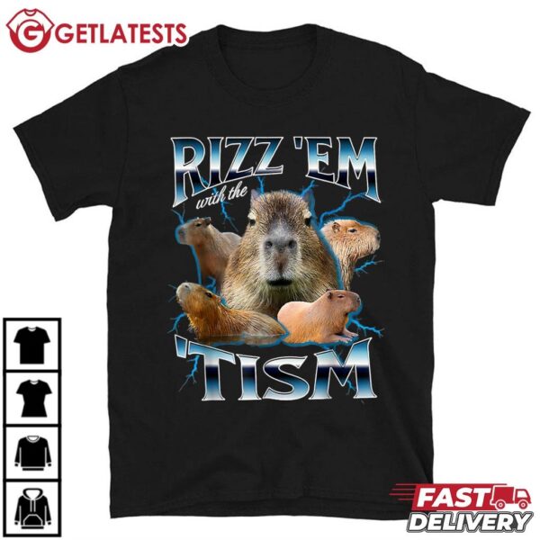 Rizz Em With The Tism Capybara Funny T Shirt (1)