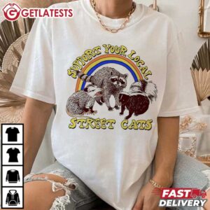 Raccoon Opossum And Skunk Support Your Local Street Cats T Shirt (2)