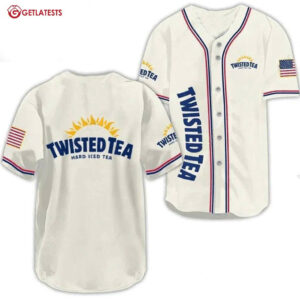 Twisted Tea American Flag White Color Baseball Jersey