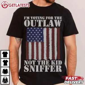I'm Voting For The Outlaw Not The Kid Sniffer US Flag T Shirt (2)