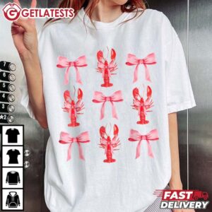 Pink Bow Cute Coquette Crawfish Clean Girl Aesthetic T Shirt (1)