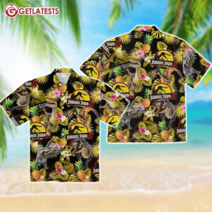 Jurassic Park Pineapple Floral Summer Hawaiian Shirt (3)