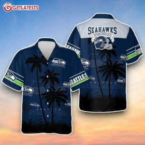 Seattle Seahawks NFL Palm Tree Blue Hawaiian Shirt