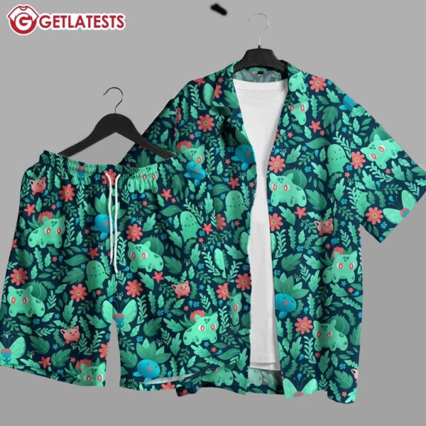 Bulbasaur Oddish Anime Hawaiian Shirt and Shorts (3)