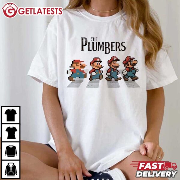 Mario The Plumbers Abbey Road T Shirt (3)