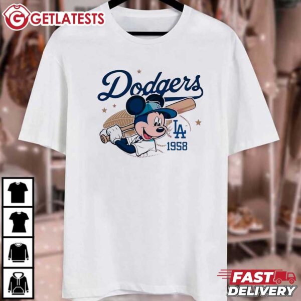 Mickey Mouse Los Angeles Dodgers 1958 Baseball T Shirt (1)