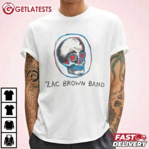 Zac Brown Band Red and Blue Skull T Shirt (2)