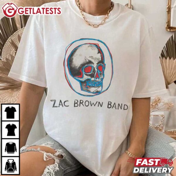 Zac Brown Band Red and Blue Skull T Shirt (3)