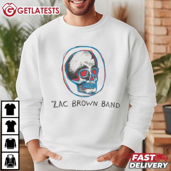 Zac Brown Band Red and Blue Skull T Shirt (4)