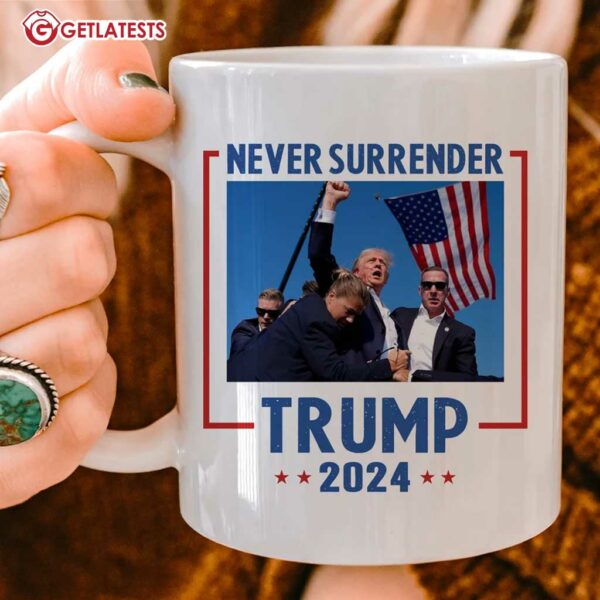 Trump Assassination Attempt Never Surrender Mug (2)