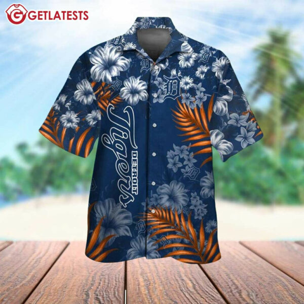 Detroit Tigers Flower Palm Leaf Hawaiian Shirt