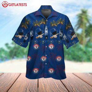 Texas Rangers Surfboard Beach Baseball Hawaiian Shirt
