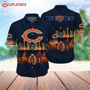 NFL Chicago Bears Guitar Pineapple In Dark Blue Hawaiian Shirt