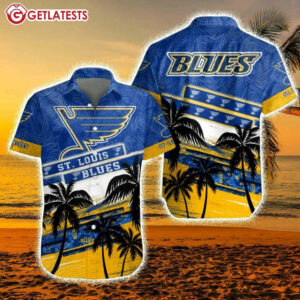 NHL St Louis Blues Coconut Tree Beach Aloha Hawaiian Shirt