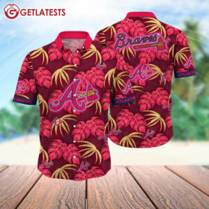 Atlanta Braves Red Tropical Floral Seamless Hawaiian Shirt