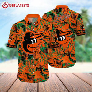 Baltimore Orioles Orange Baseball Summer Hawaiian Shirt