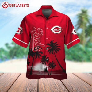 Cincinnati Reds Sunset Palm Tree Hawaiian Shirt