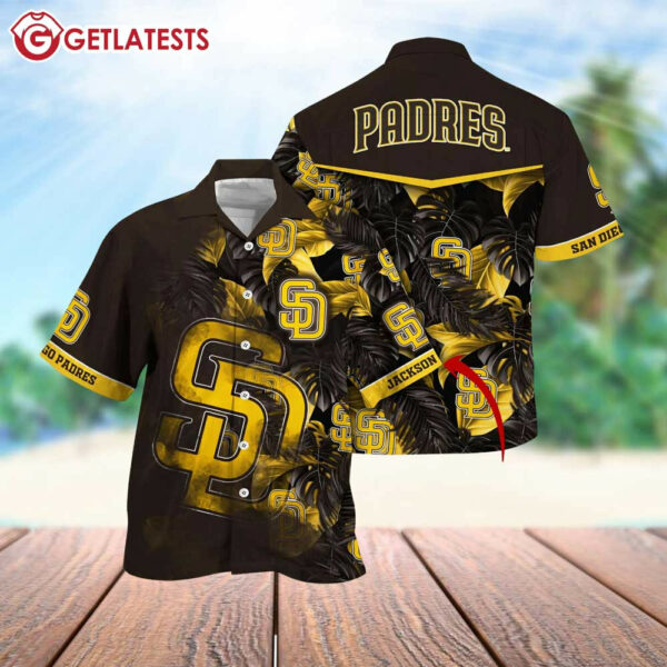 San Diego Padres Palm Oasis Paradise Sunset Custom Name Hawaiian Shirt