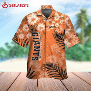 San Francisco Giants Orange Floral Pattern Hawaiian Shirt