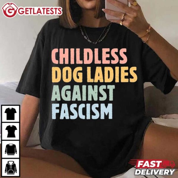 Kamala Harris Childless Dog Ladies Against Fascism T Shirt (1)