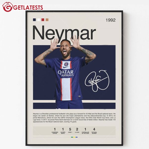 Neymar Paris Saint Germain Signature Poster