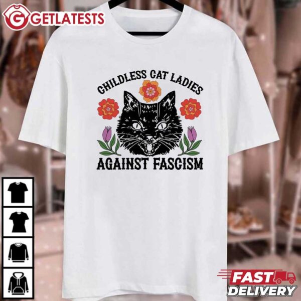 Childless Cat Ladies Against Fascism Kamala T Shirt (4)