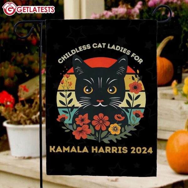 Vintage Childless Cat Ladies For Kamala Harris 2024 Election Flag