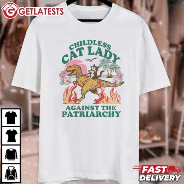 Childless Cat Lady Against the Patriarchy Anti Fascist T Shirt (1)