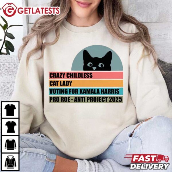 Childless Cat Lady For Kamala Harris Women's Vote T Shirt (3)