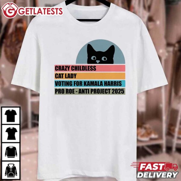 Childless Cat Lady For Kamala Harris Women's Vote T Shirt (4)