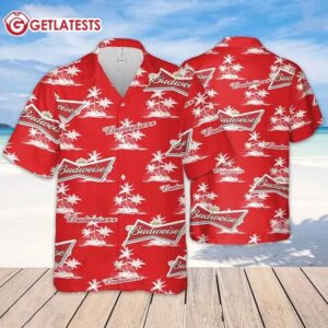 Budweiser Coconut Island Pattern Hawaiian Shirt