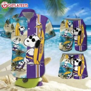 Snoopy Minnesota Vikings Themed Hawaiian Set