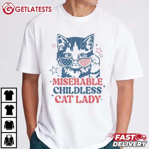 Miserable Childless Cat Lady Feminist T Shirt (1)