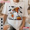 Cute Ghost Drinking Coffee Halloween gift for Coffee Lover T Shirt (1)