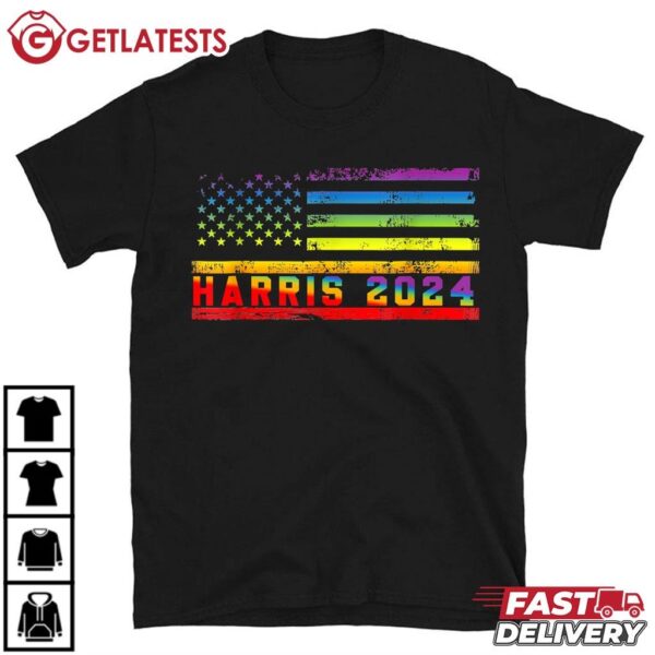 Harris 2024 For President LGBT Flag T Shirt (1)