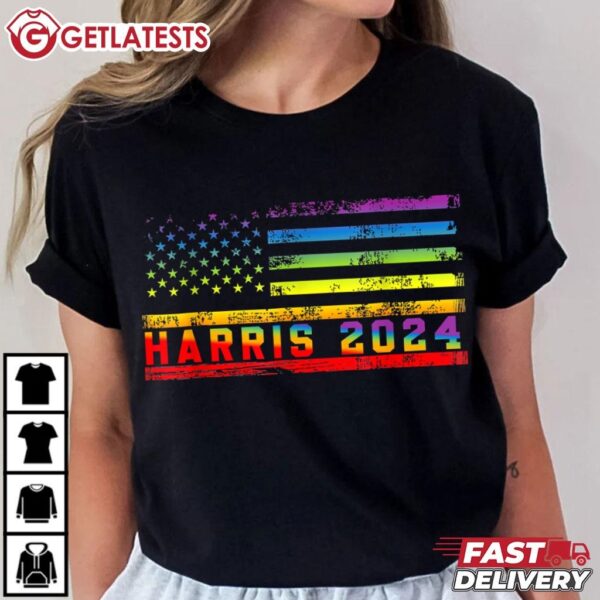 Harris 2024 For President LGBT Flag T Shirt (3)