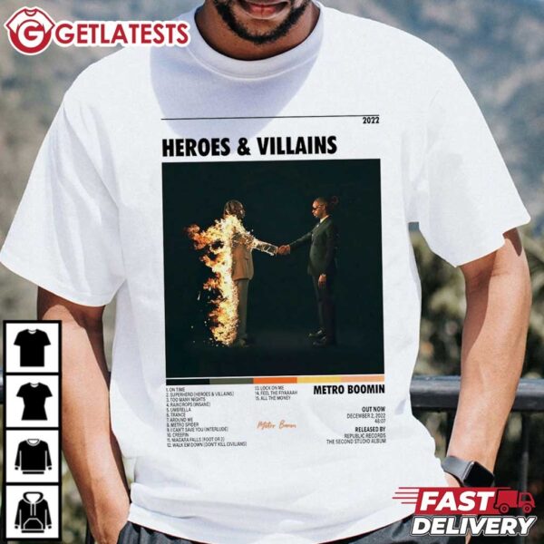 Heroes & Villains Metro Boomin Album Tracklist T Shirt (2)