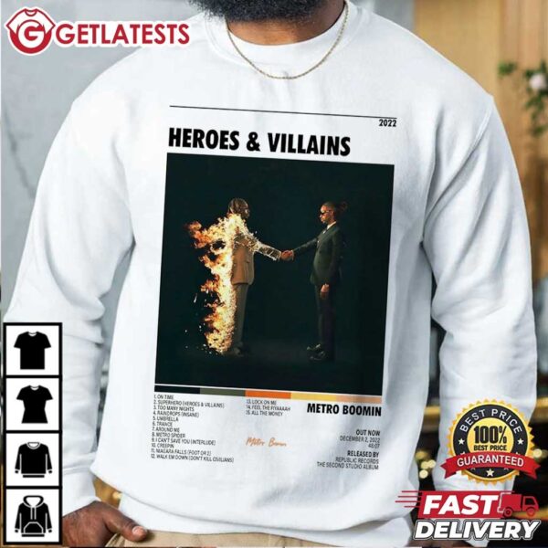 Heroes & Villains Metro Boomin Album Tracklist T Shirt (4)