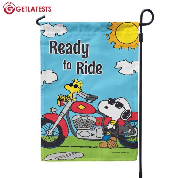 Motorcycle Joe Snoopy Ready to Ride Flag (1)