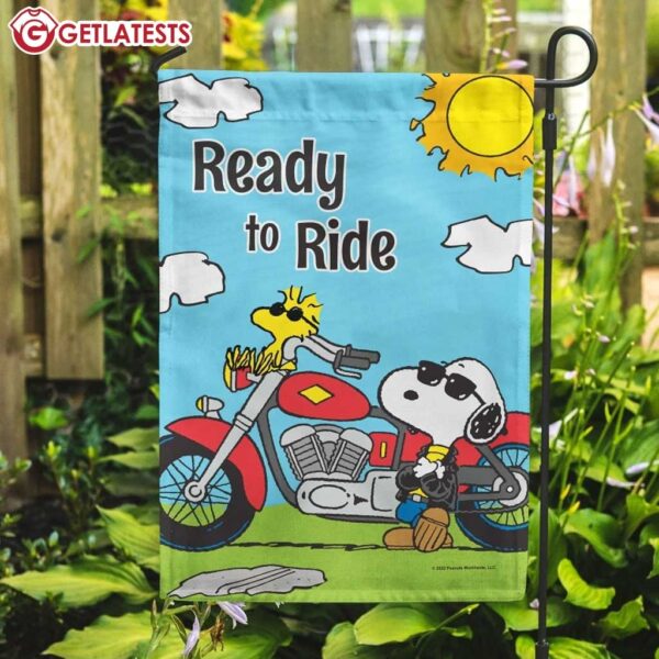 Motorcycle Joe Snoopy Ready to Ride Flag (2)