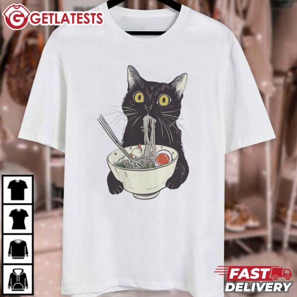 Anime Kawaii Ramen Cat Cute Japanese T Shirt (2)